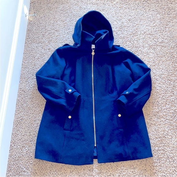 Michael Kors Blue Wool Coat Sz 1X - Picture 1 of 12